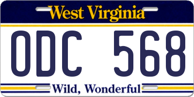 WV license plate ODC568
