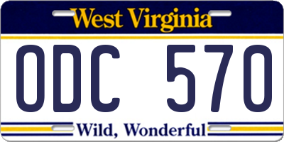 WV license plate ODC570