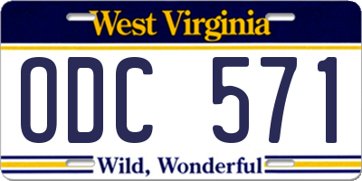 WV license plate ODC571