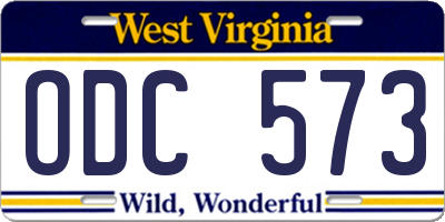 WV license plate ODC573