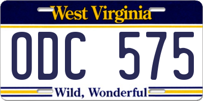 WV license plate ODC575