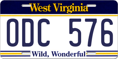 WV license plate ODC576