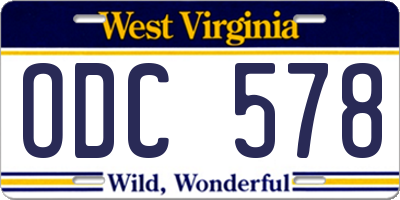 WV license plate ODC578