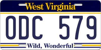 WV license plate ODC579