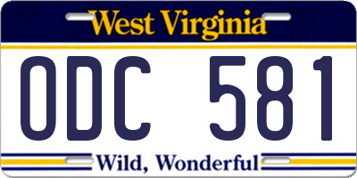 WV license plate ODC581