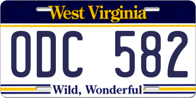WV license plate ODC582