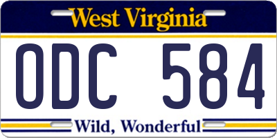 WV license plate ODC584