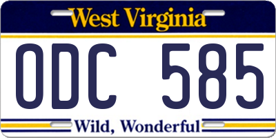 WV license plate ODC585