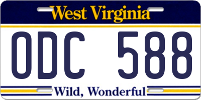 WV license plate ODC588