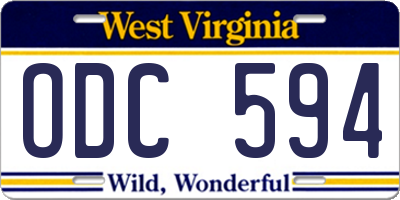 WV license plate ODC594