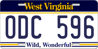 WV license plate ODC596