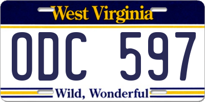 WV license plate ODC597