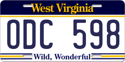 WV license plate ODC598