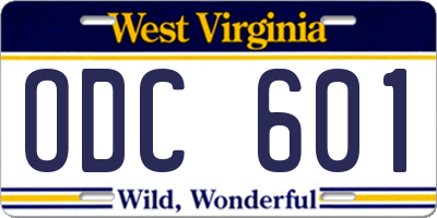 WV license plate ODC601