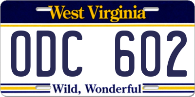 WV license plate ODC602