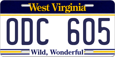 WV license plate ODC605