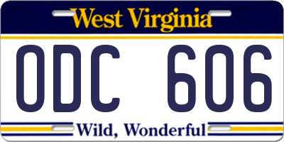 WV license plate ODC606