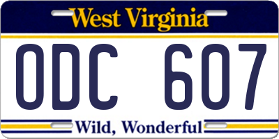 WV license plate ODC607
