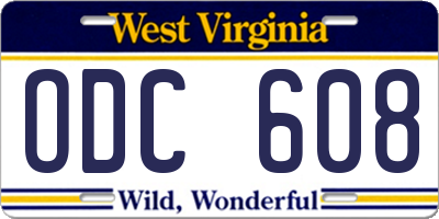 WV license plate ODC608