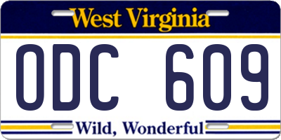 WV license plate ODC609