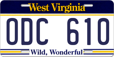 WV license plate ODC610