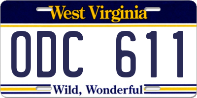 WV license plate ODC611