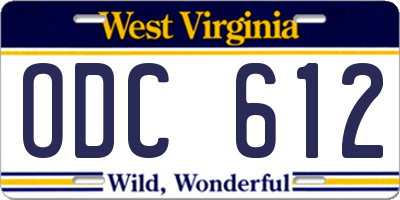 WV license plate ODC612