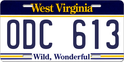 WV license plate ODC613