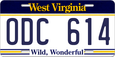 WV license plate ODC614