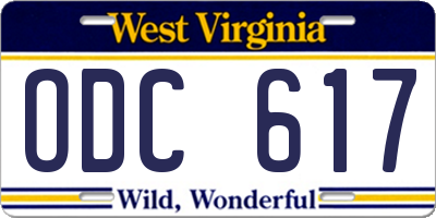 WV license plate ODC617