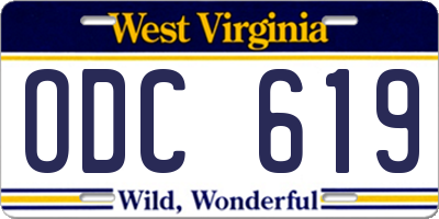 WV license plate ODC619