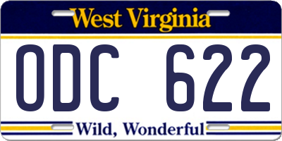 WV license plate ODC622