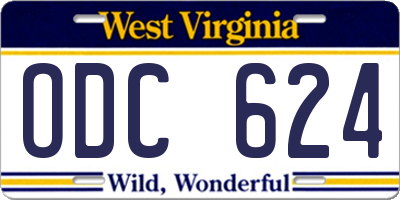 WV license plate ODC624
