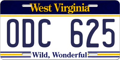 WV license plate ODC625