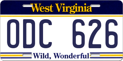 WV license plate ODC626