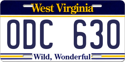 WV license plate ODC630
