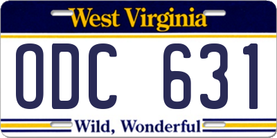 WV license plate ODC631