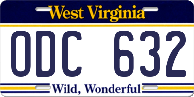 WV license plate ODC632
