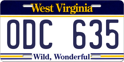 WV license plate ODC635