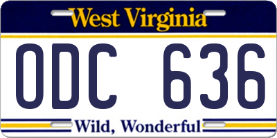 WV license plate ODC636