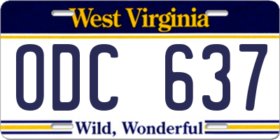 WV license plate ODC637
