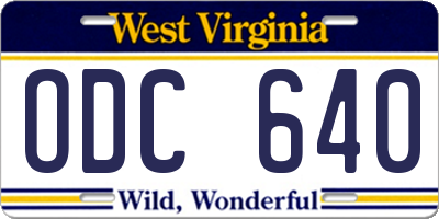 WV license plate ODC640