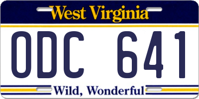 WV license plate ODC641