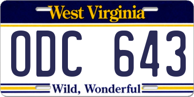 WV license plate ODC643