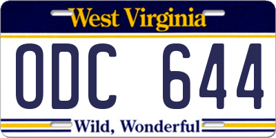 WV license plate ODC644