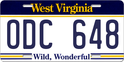 WV license plate ODC648