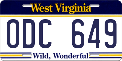 WV license plate ODC649