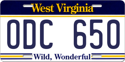 WV license plate ODC650