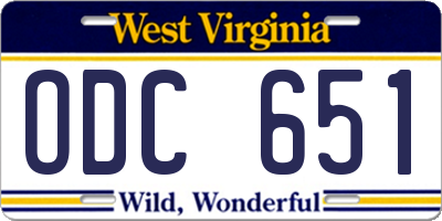 WV license plate ODC651