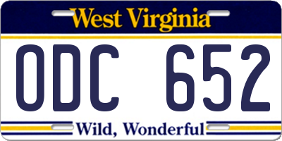 WV license plate ODC652